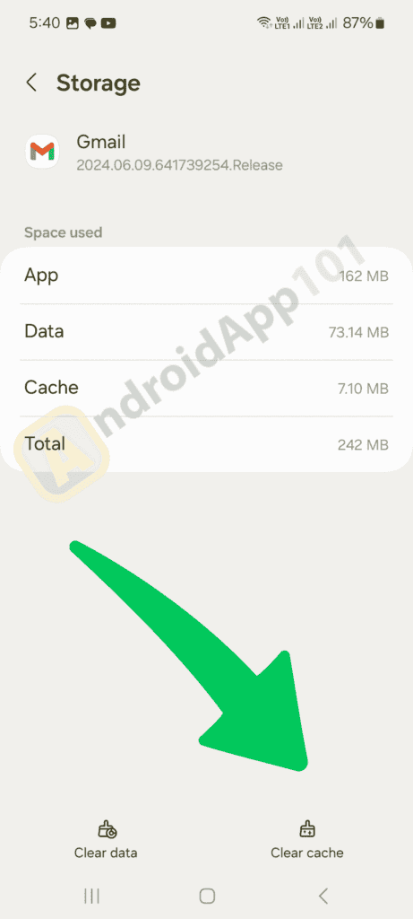 Clear Email App Cache