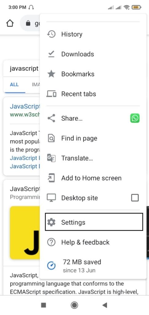 Google Chrome Setting