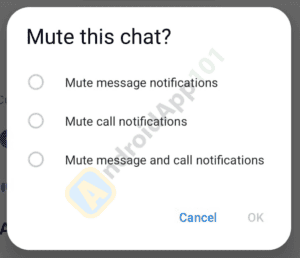 Select mute option - Turn Off Facebook Messenger Sounds