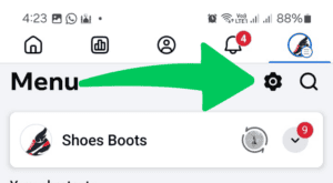 Navigate to Settings Icon - How to Delete a Facebook Page on Android