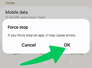 Click OK - What Does Force Stop Mean on an App